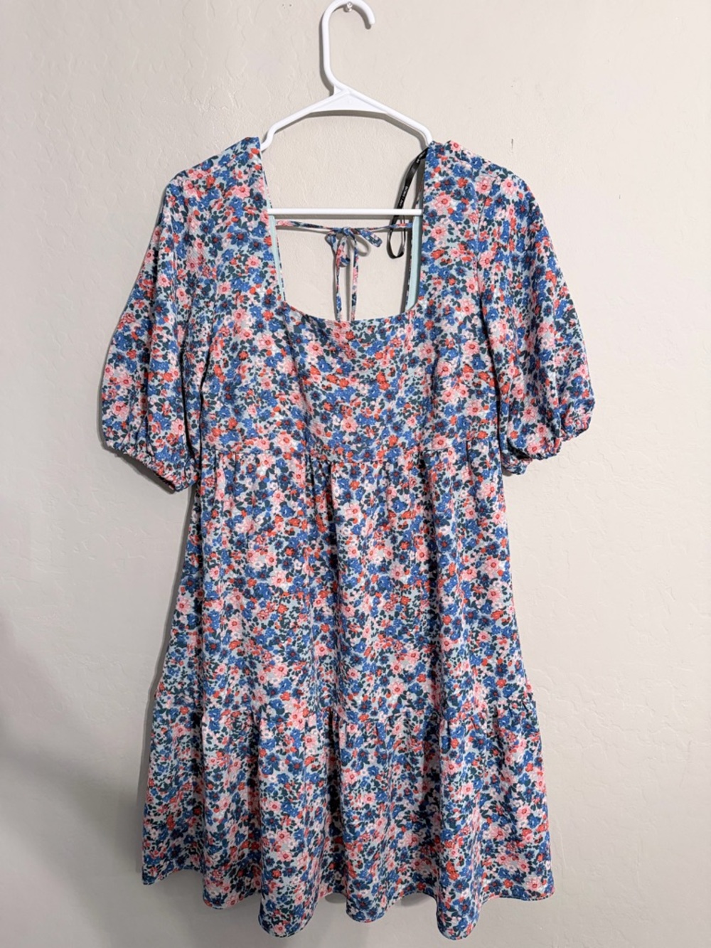 BCBG Floral Spaghetti Strap Dress in Mint, Blue and Pink size medium